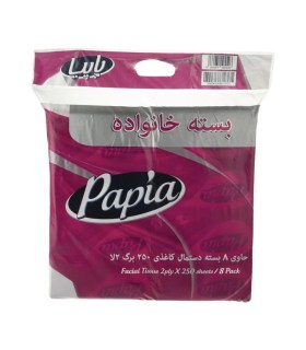 دستمال کاغذی 250 برگ پاپیا مدل اقتصادی کد 4c بسته 8 عددی