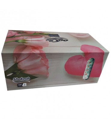 دستمال کاغذی 100 برگ شکوه- طرح رز صورتی