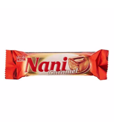 کاکائو نانی کارامل ۴۰ گرمی، میان‌وعده‌ای لذیذ با نان نرم، مغز کارامل شیرین و روکش شکلات کاکائویی، مناسب برای تامین انرژی سریع و