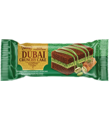 کرانچی کیک دبی سیرنگ  دولایه پسته و شکلات - 50 گرم