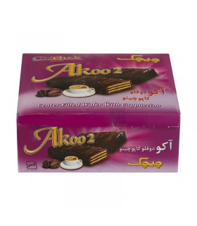 🍫 ویفر شکلاتی دوقلو چیچک آکو با طعم کاپوچینو  - 55گرم