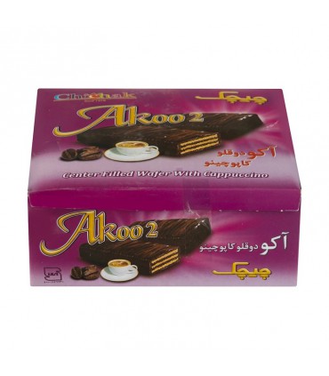 🍫 ویفر شکلاتی دوقلو چیچک آکو با طعم کاپوچینو  - 55گرم