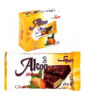 🍫ویفرشکلاتی دوقلو چیچک آکو با طعم بادام _ 55 گرم