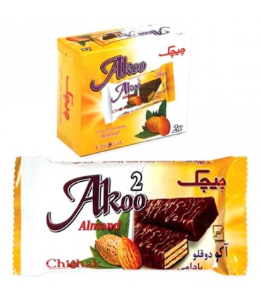 🍫ویفرشکلاتی دوقلو چیچک آکو با طعم بادام _ 55 گرم