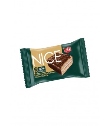 🍰کیک لایه ای  نایس لالایی با روکش شکلاتی و کرم وانیلی _ 60 گرمی