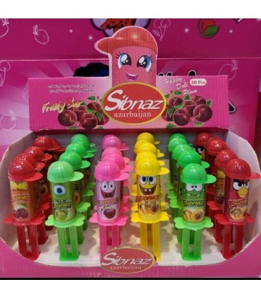 لواشک عروسکی سرنگی ایموجی سیب ناز _ بسته ی 30 عددی