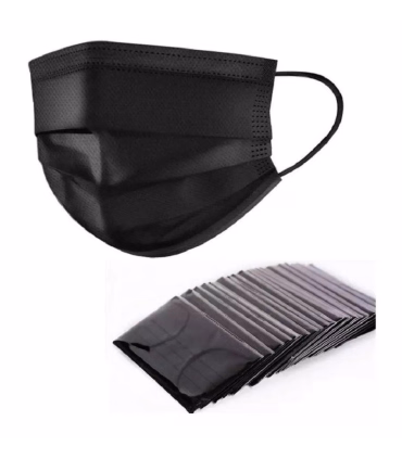 ماسک تنفسی مدل سه لایه پرستاری مشکی بسته 2 عددی