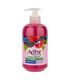 مایع دستشویی بنفش صدفی اکتیو مدل Fruity series با رایحه میوه های بری حجم 450 میلی لیتر