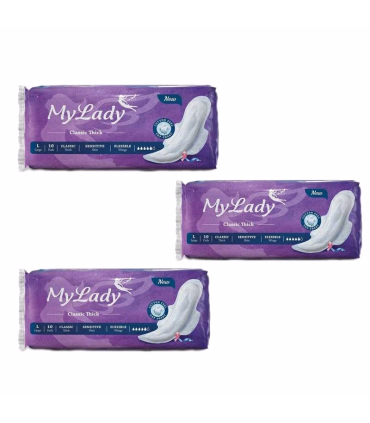 نوار بهداشتی بالدار ضخیم روز و شب مای لیدی مدل Classic purple سایز بزرگ بسته 10 عددی