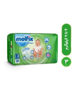 پوشک کودک مولفیکس مدل چسبی سایز 3 بسته 38 عددی