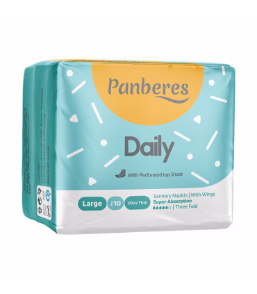 نوار بهداشتی پنبه ریز مدل روزانه سایز L خیلی نازک بسته 10 عددی