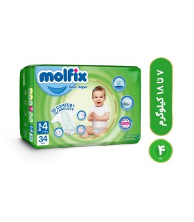 پوشک کودک مولفیکس مدل چسبی سایز 4 بسته 34 عددی