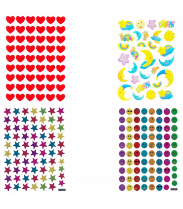 برچسب طرح ماه و ستاره و ایموجی و قلب کد 10 مجموعه 20 عددی