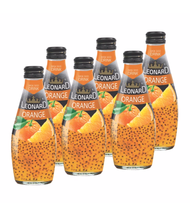 نوشیدنی تخم شربتی پرتقال لئونارد 300ml بسته 6 عددی