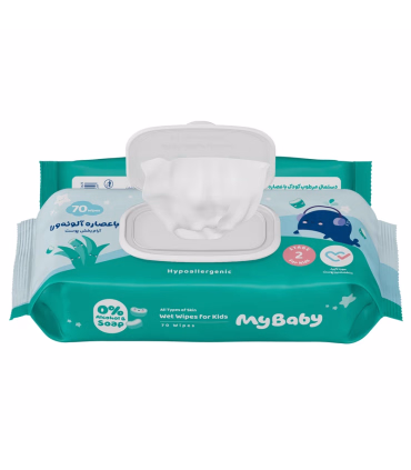 دستمال مرطوب کودک با عصاره آلوئه ورا مای بیبی مدل Sensitive بسته 70 عددی