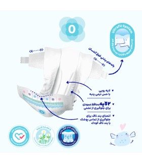 پوشک چسبی بچه مای بیبی مدل کانال دار شماره 0 سایز Newborn بسته 22 عددی