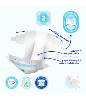 پوشک چسبی بچه مای بیبی مدل کانال دار شماره 2 سایز S بسته 16 عددی