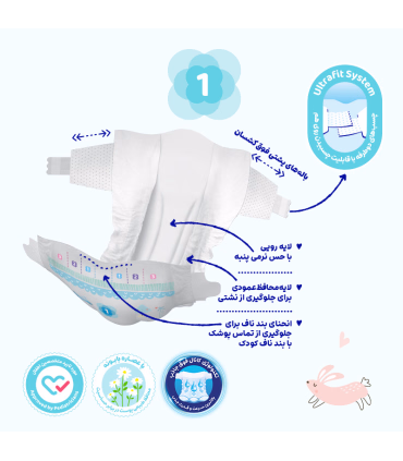 پوشک چسبی بچه مای بیبی مدل کانال دار شماره 1 سایز Newborn بسته 22 عددی