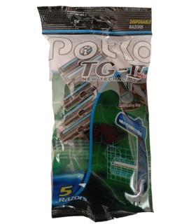 خودتراش دو تیغ پیتکو مدل TG-II (بسته 5 عددی) | تیغ سوئدی، نوار ویتامین E و آلوئه‌ورا | اصلاحی لطیف