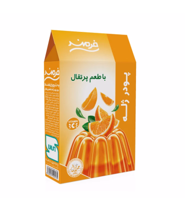 پودر ژله پرتقال فرمند 100 گرم | دسر خانگی خوشمزه | مفید برای استخوان و روحیه