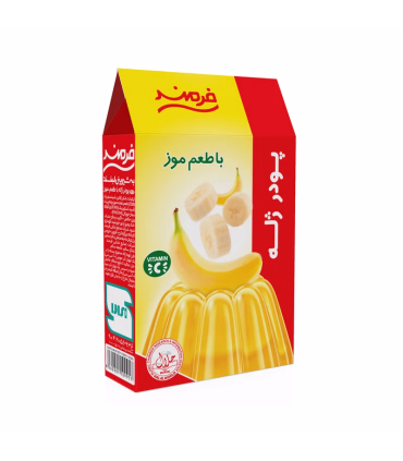 پودر ژله موز فرمند 100 گرم | دسر آسان، خوشمزه و تقویت‌کننده استخوان | با طعم کلاسیک موز